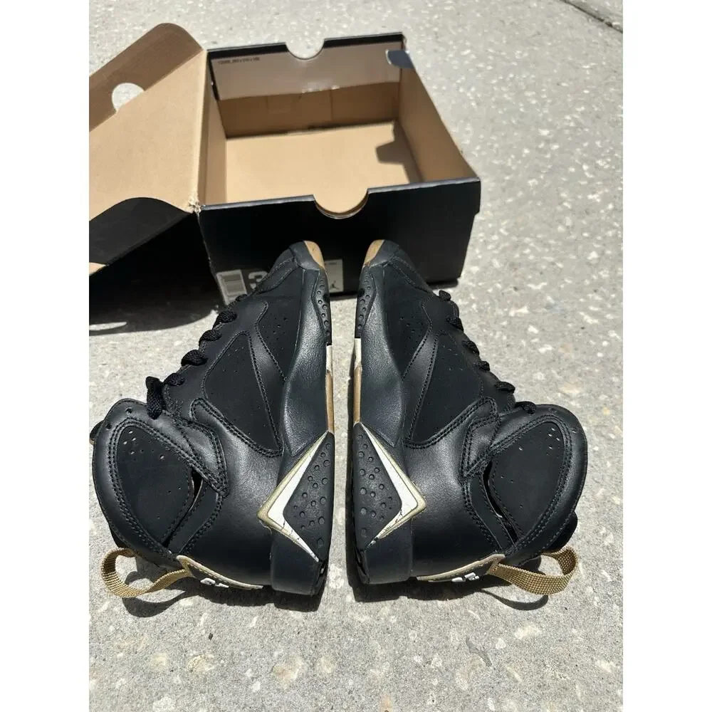 Nike Air Jordan 7 Retro Size 3.5Y GMP GS304774-135 Black/Metallic Gold-Sail